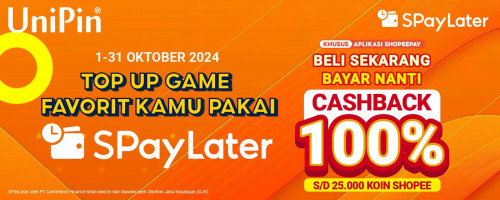 Oct – Top up Game di UniPin dan Bayar Pakai SPayLater Dapatkan Cashback Hingga 25,000 Koin Shopee!